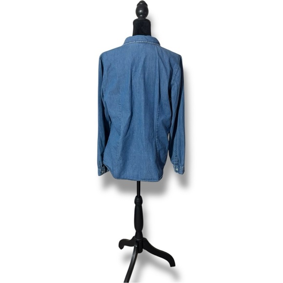 Outback Red Classic Medium Wash Denim Long Cuff Sleeves Button-Up Shirt - Picture 4 of 14